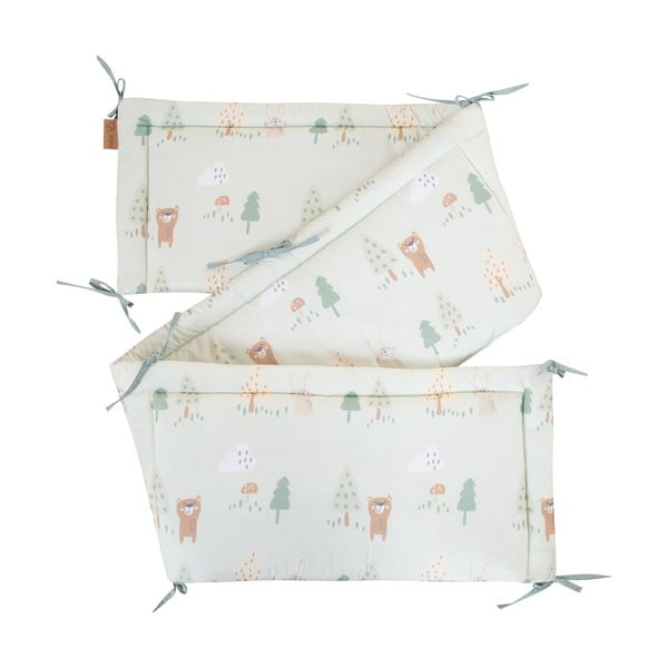 Svetlozelený bavlnený mantinel do postieľky 170 cm Woodland Buddies – Roba