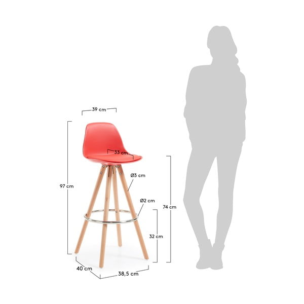 Sada 2 červených barových stoličiek La Forma Stag-image-3