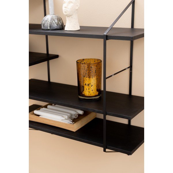 Čierna poschodová polica z masívu paulownie 196 cm Belfast – Actona-image-3