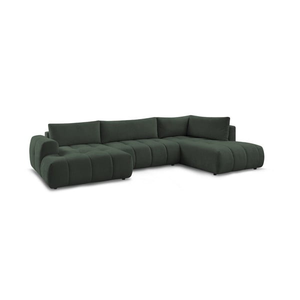 Zelená rozkladacia/s úložným priestorom rohová pohovka (pravý roh/do tvaru "U") Fuji – Bobochic Paris-image-3