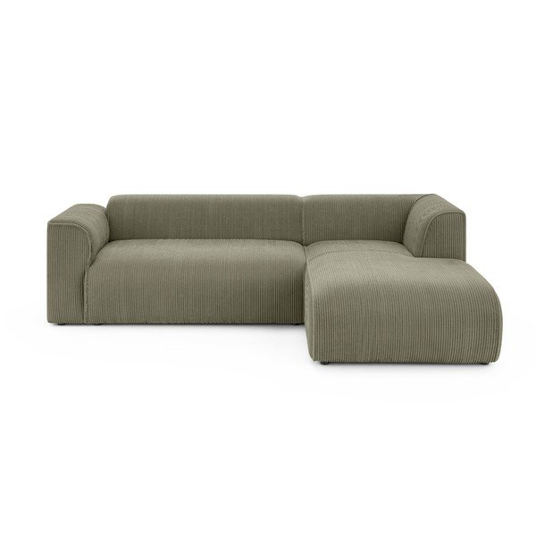 Zelená menčestrová rohová pohovka (pravý roh/s leňoškou) Merid  – Ropez