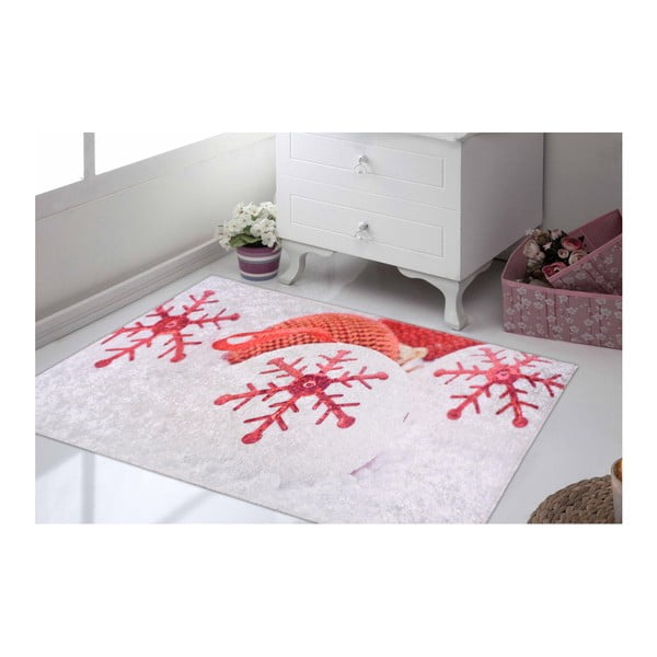 Červeno-biely koberec Vitaus Winter Mood, 80 × 150 cm