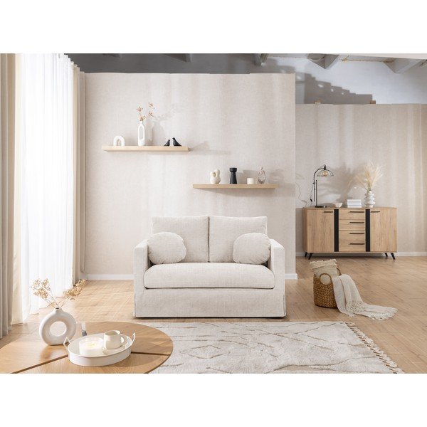 Krémovobiela pohovka 140 cm Paphos – Ropez-image-1