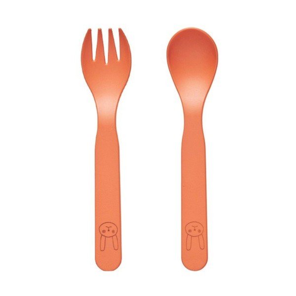 Oranžový plastový detský príbor 2 ks Pullo – OYOY Mini