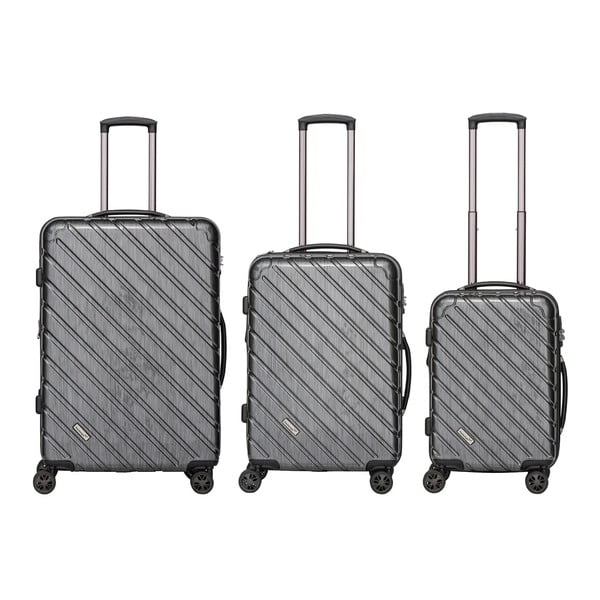 Sada 3 tmavosivých cestovných kufrov Packenger Premium Koffer