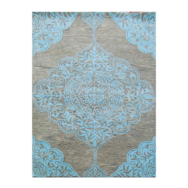 Ručne tuftovaný modrý koberec Kirman, 183x122cm