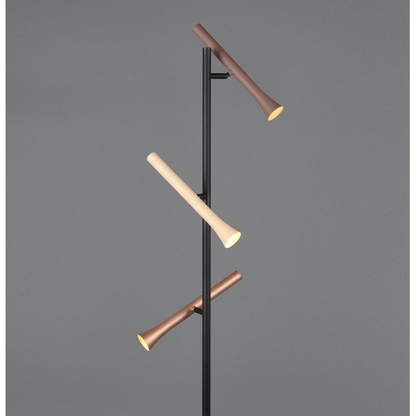 Čierna LED stojacia lampa s kovovým tienidlom (výška 150 cm) Fiato – Trio-image-1