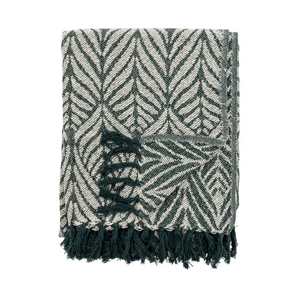 Zelená/béžová deka z recyklovanej bavlny 130x160 cm Ugento – Bloomingville-image-4