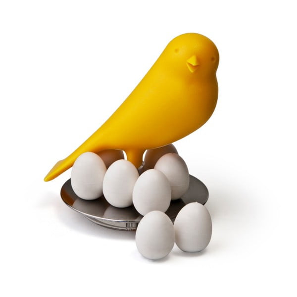 Žltý stojan s magnetmi Qualy Magnetic Egg Sparrow