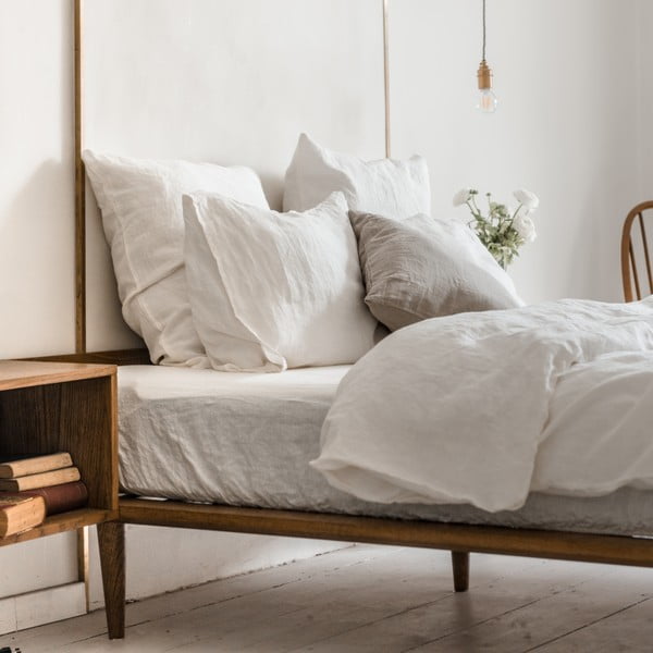 Predĺžené biele obliečky na dvojlôžko s prímesou ľanu 240x220 cm – Linen Tales-image-2