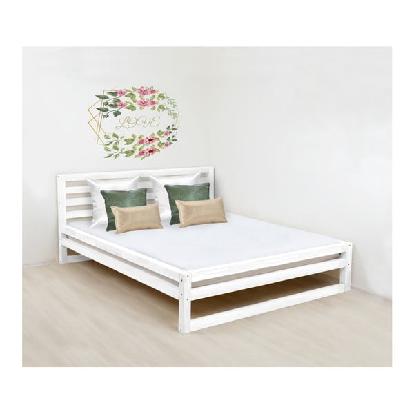 Biela drevená dvojlôžková posteľ Benlemi DeLuxe, 190 × 160 cm