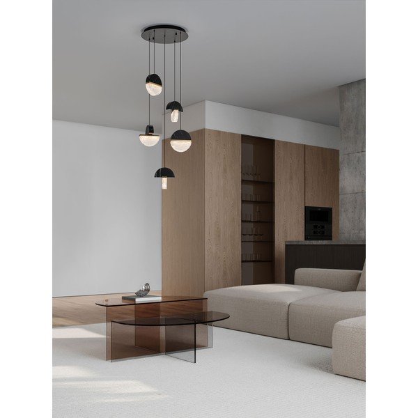 Čierne kovové LED závesné svietidlo so stmievačom ø 46 cm Dorin – Nova Luce-image-1