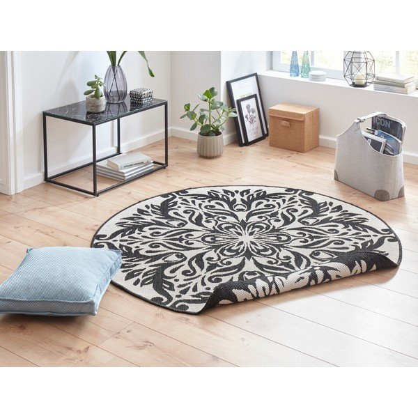 Čierno-krémový vonkajší koberec NORTHRUGS Madrid, ⌀ 200 cm-image-1
