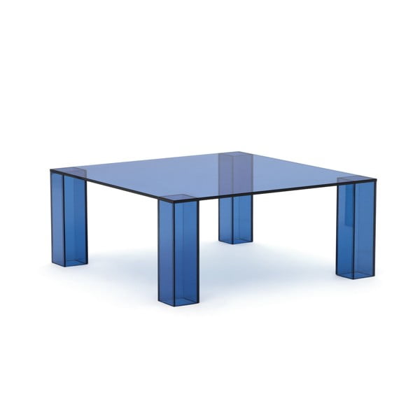 Modrý sklenený konferenčný stolík 85x85 cm Adularia – Kave Home