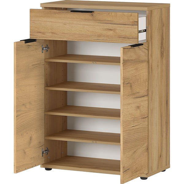 Skrinka na topánky v dekore duba so zásuvkami Fremont - Germania-image-3