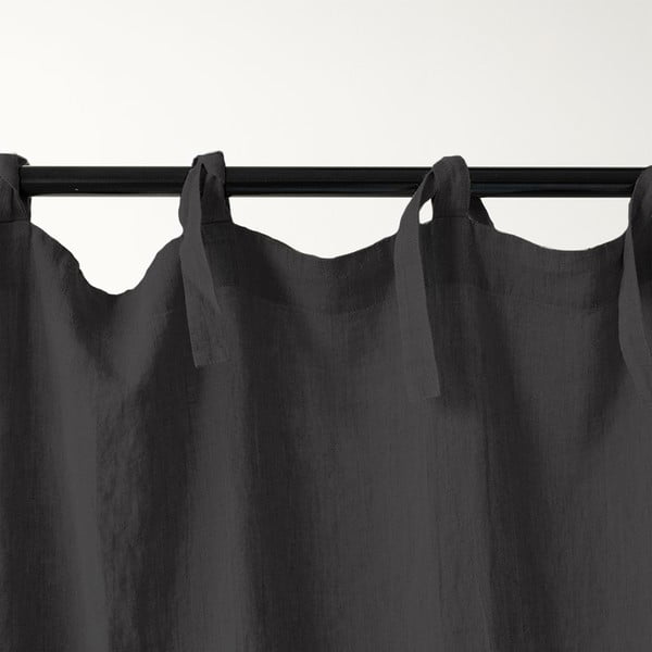 Tmavosivý ľanový záves s pútkami Linen Tales Night Time, 250 x 140 cm-image-2