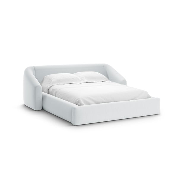 Svetlosivá čalúnená dvojlôžková posteľ s úložným priestorom s roštom 140x200 cm Campi – Cosmopolitan Design