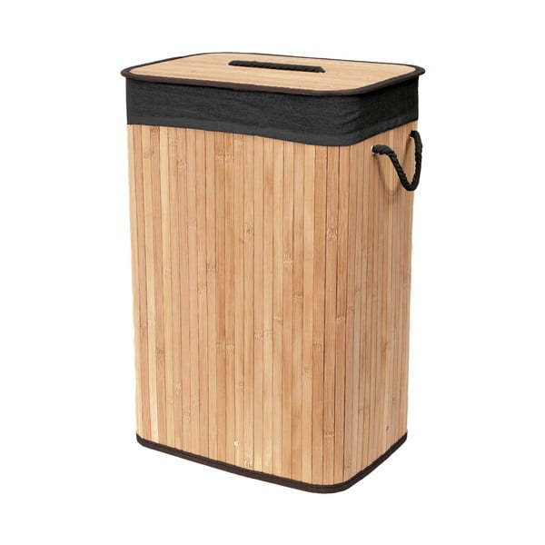 Čierny/v prírodnej farbe bambusový kôš na bielizeň 78 l Bamboo – Compactor