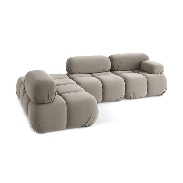 Béžová zamatová modulárna rohová pohovka (ľavý roh) Lokua – Makamii-image-4