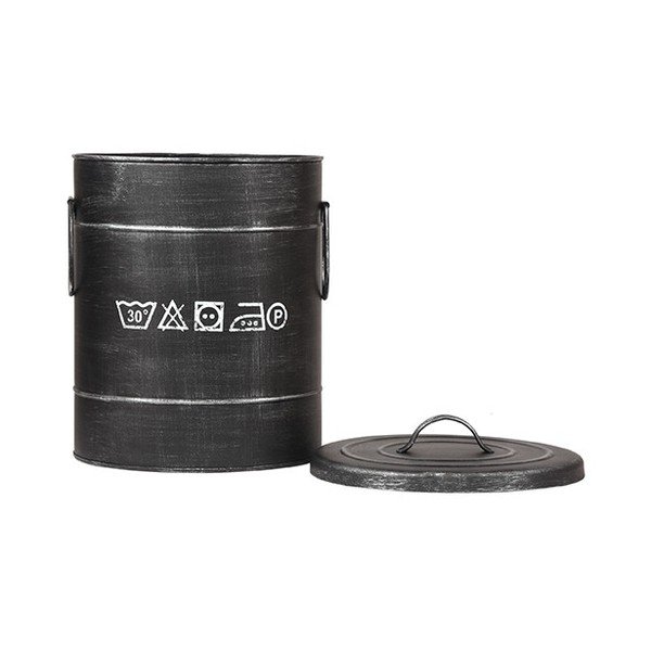 Čierny kovový kôš na špinavé prádlo LABEL51, ⌀ 26 cm-image-1