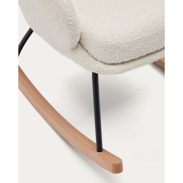 Biele hojdacie kreslo z textílie bouclé Maustin – Kave Home-image-3