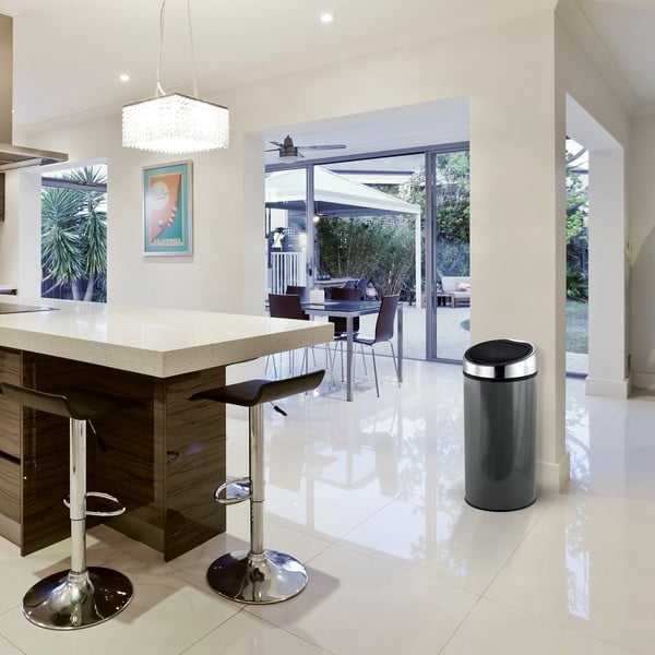 Tmavosivý dotykový oceľový odpadkový kôš 30 l – MSV-image-1