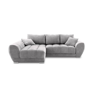 Svetlosivá rozkladacia rohová pohovka so zamatovým poťahom Windsor & Co Sofas Nuage, ľavý roh