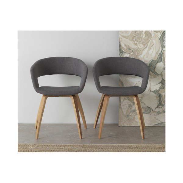 Drevená jedálenská stolička so sivým čalúnením Geese-image-2