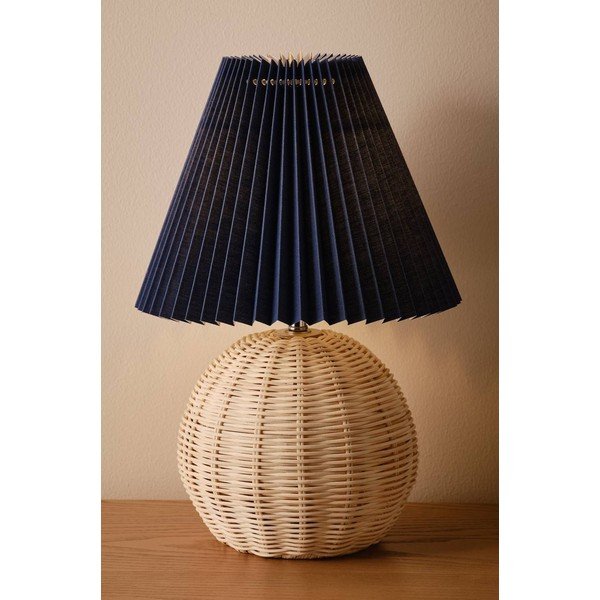 Modrá/v prírodnej farbe ratanová stolová lampa (výška  36 cm) Sisal – Jotex-image-1