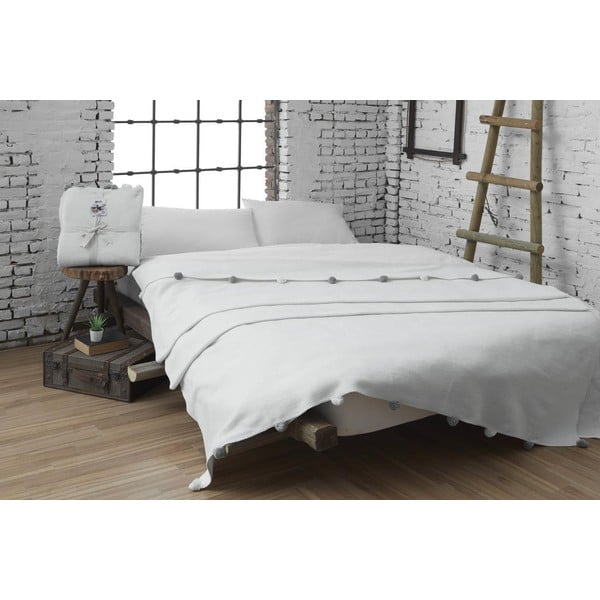 Krémový fleecový pléd 150x200 cm Pom Pom – Mijolnir-image-1