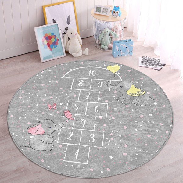 Sivý detský koberec ø 80 cm Comfort – Mila Home-image-2