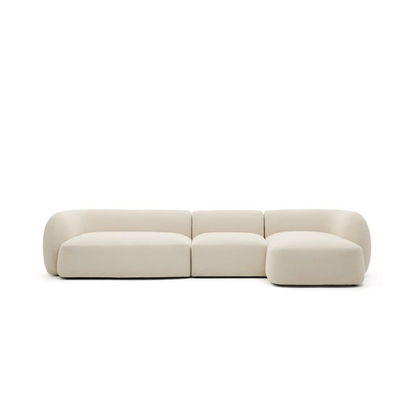 Krémová ženilková rohová pohovka (pravý roh/s leňoškou) Martina – Kave Home