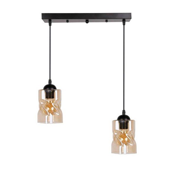 Čierne závesné svietidlo so skleneným tienidlom 10x44 cm Felis - Candellux Lighting-image-3