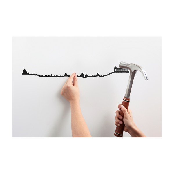 Čierna nástenná dekorácia so siluetou mesta The Line Rome-image-1