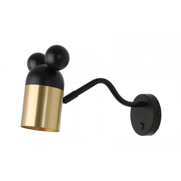 Čierne/v zlatej farbe detské nástenné svietidlo s kovovým tienidlom Mouse – GTV