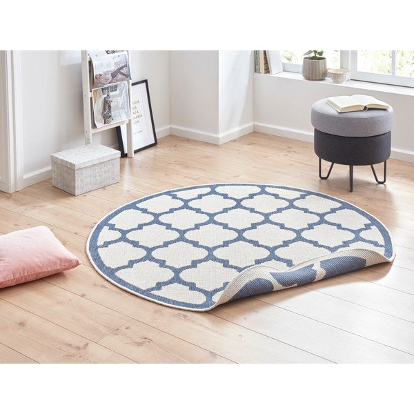 Modro-krémový vonkajší koberec NORTHRUGS Palermo, ⌀ 200 cm-image-1