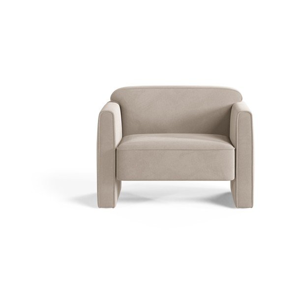 Béžové zamatové kreslo Abby – Micadoni -image-1