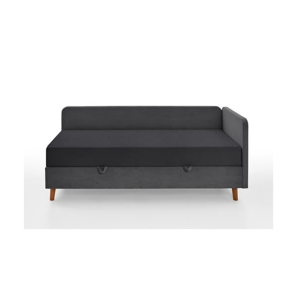 Tmavosivá čalúnená jednolôžková posteľ s úložným priestorom 90x200 cm Cabana – Meise Möbel-image-3
