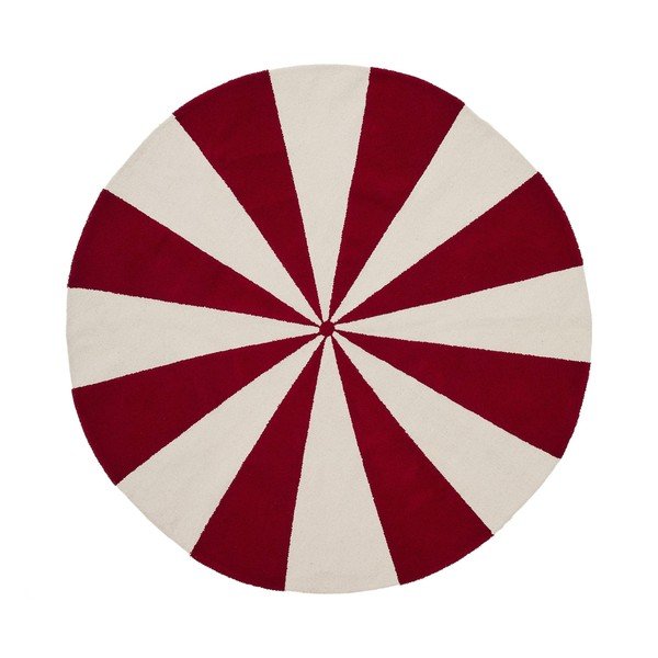 Červený/biely detský koberec s prímesou bavlny ø100 cm Wirla – Kave Home