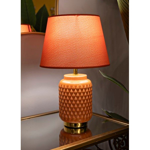 Oranžová keramická stolová lampa s textilným tienidlom (výška  44 cm) – Mauro Ferretti-image-1