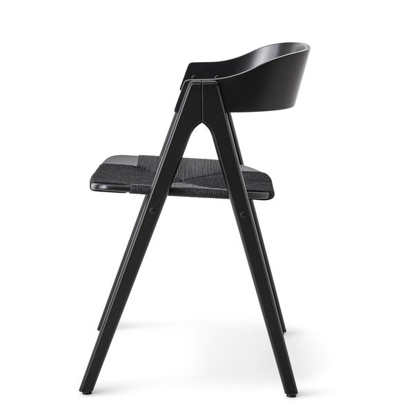 Čierna jedálenská stolička z bukového dreva s čiernym ratanovým sedákom Findahl by Hammel Mette-image-1