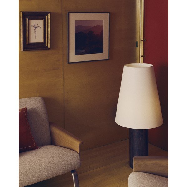 Biela/v tmavoprírodnej farbe stojacia lampa s textilným tienidlom (výška  110 cm) Marga – Kave Home-image-3