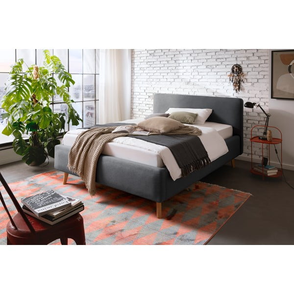 Antracitová čalúnená dvojlôžková posteľ s úložným priestorom s roštom 140x200 cm Mattis – Meise Möbel-image-1