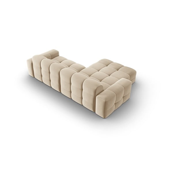 Béžová zamatová rohová pohovka (ľavý roh) Kendal - Micadoni Home-image-4