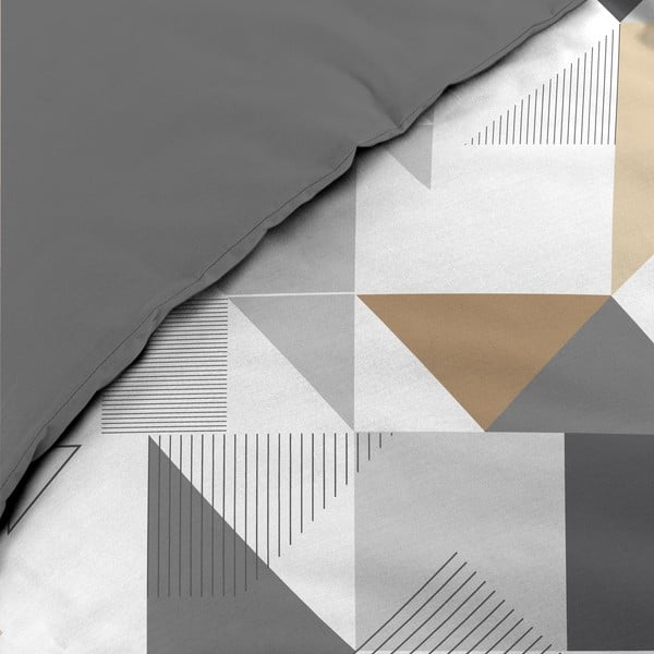 Bielo-sivé predĺžené obliečky na dvojlôžko z mikrovlákna 240x220 cm Trigone – douceur d'intérieur-image-3