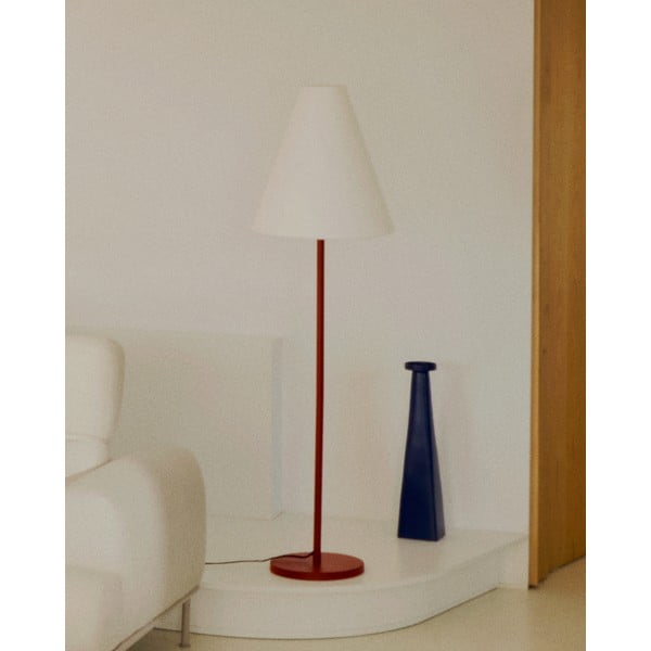 Stojacia lampa v terakotovej farbe s textilným tienidlom (výška 153 cm) Navat – Kave Home-image-1