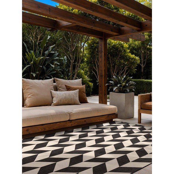 Čierny/krémovobiely vnútorný a vonkajší koberec 120x170 cm Haringey Terrick – Ted Baker-image-2