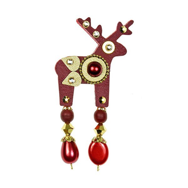 Červená brošňa Deers Baueri, 4 cm