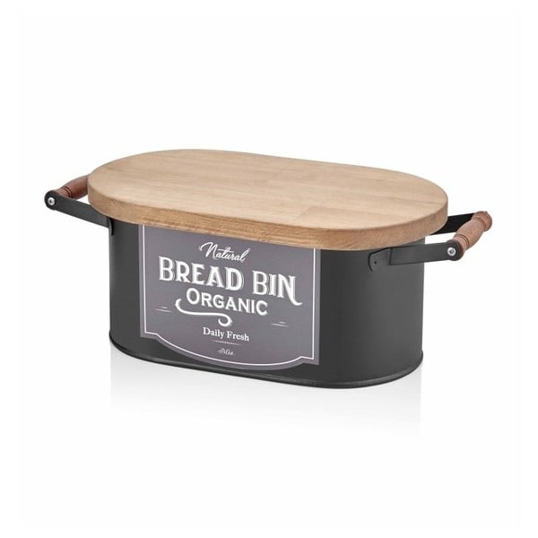 Čierna dóza na chlieb The Mia Bread, dĺžka 48 cm