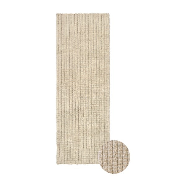 Béžový prateľný/ručne tkaný vlnený behúň 80x230 cm Unexpected Wool – Lorena Canals